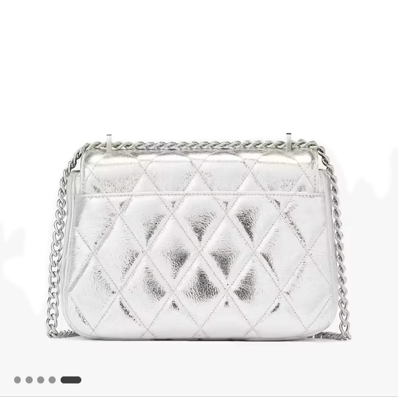 NWT Kate Spade Carey Small Flap Chain Shoulder Bag Crossbody Lunar Light Sliver - Picture 2 of 6